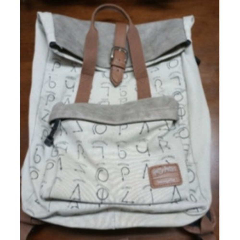 Harry Potter Loungefly Spell Wand Motion Canvas Rucksack Backpack Cream Brown
